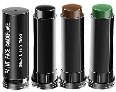 Biglumin Barras maquillaje tricolores - Kit de 3 barras de pintura facial de camuflaje, fáciles de aplicar y quitar, maquillaje de camuflaje militar, accesorios de maquillaje.(Negro, Marrón, Verde)