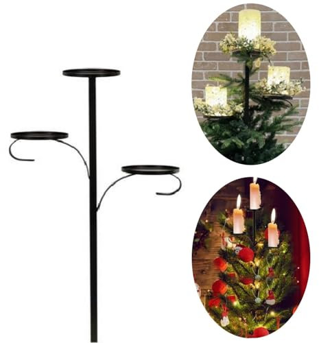 Black Triple Tree Topper, 2024 New Triple Tree Topper Candle Holder, Iron Candle Stand, Christmas Tray Candle Light Holder For Christmas Tree Topper Table Decoration