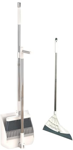 Escoba y recogedor,Osuter Conjunto de Escoba y recogedor,Escoba y Recogedor Plegable,Juego de Escoba y Recogedor de Mango Largo,Escoba Alta y Recogedor Plegable,Cepillo Barrer de Mango Largo