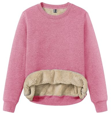 TACVASEN Pullover Damen Sweatshirt Baumwolle Langarmshirt Rundhals Ohne Kapuze Winter Basic Fleecepullover Warme Casual Oberteil Elegant Tops Bluse