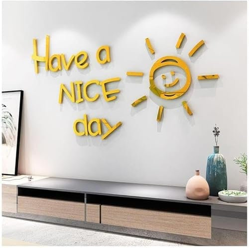 Amlhy Autocollants muraux en acrylique 3D « Have a Nice Day » pour salon, chambre à coucher, arrière-plan TV, décoration d'intérieur, 60 cm x 40,5 cm
