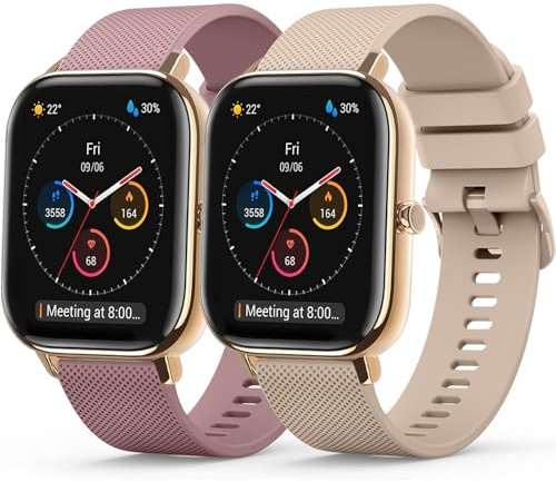 Vancle 2 Piezas Correa 20mm para Amazfit GTS/GTS 2/ GTS 2 Mini/GTS 3/ GTS 4/ GTS 4 Mini Mujer Hombre, Pulsera de Repuesto Suave Silicona Deportiva para Amazfit Bip 3/ Bip 3 Pro/Bip S/Bip U pro