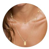 RWQIAN Layering Kette mit Buchstaben D Anhänger Damen Buchstaben Kette Gold Edelstahl Initialen Letter Halskette Schmuck Buchstaben Geschenke fur Frauen Teenager Mädchen