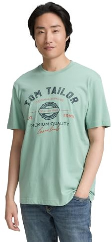 Tom Tailor Herren 1037735 T-Shirt mit Logo-Print aus Baumwolle (1er Pack)