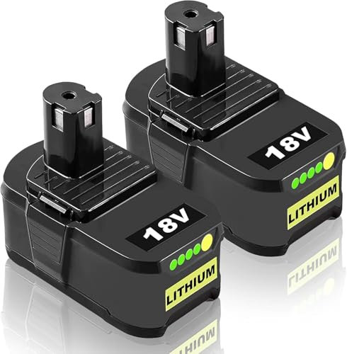 2 Packs 8.0Ah Ersatz für Ryobi Akku 18V Kompatibel mit Ryobi Akku P108 P107 P105 P104 P103 P102 P101 P100 RB18L50 RB18L40 RB18L25 RB18L15 mit LED-Ladeanzeige (2PCS)