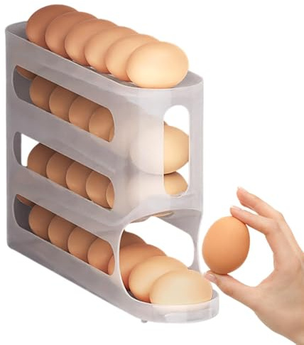 Porte-œufs pour coquetiers, porte-oeufs, porte-œufs avec roulement automatique Porte-œufs à 4 couches - Porte-œufs Distributeur d'oeufs de grande capacité pour réfrigérateur et cuisine