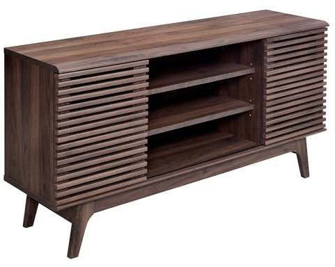 Copen Slated Door Sideboard in Columbia Walnut, Modern Wooden Storage Cabinet with Shelves, Stylish & Sturdy Side Unit for Living Room, Dining Room, or Hallway, Easy Assembly