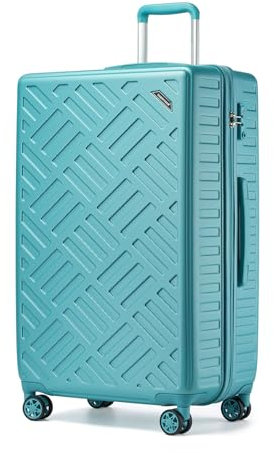 Supercase Koffer Trolley Groß Hartschalenkoffer ABS+PC Reisekoffer Leicht Handgepäck mit 4 Rollen und TSA-Schloss Teleskopgriff Rollkoffer 74×47×28.5cm Türkis