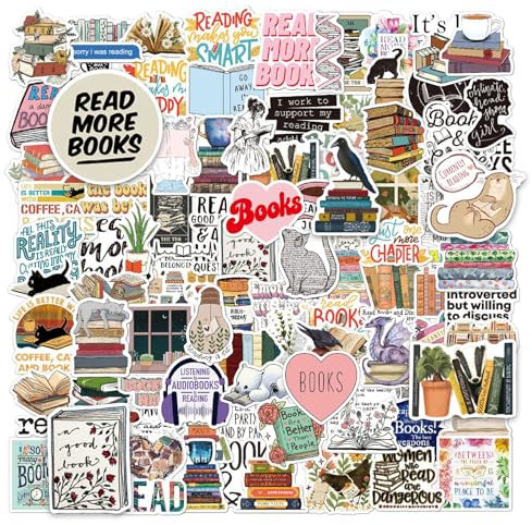 Book Stickers, 100 Pcs Motivational Reading Stickers Multicolor Waterproof Aesthetic Sticker Vinyl Reading Sticker for Book Water Bottles Laptops Scrapbook Luggage for Plastic, Glass, Metal Surfaces