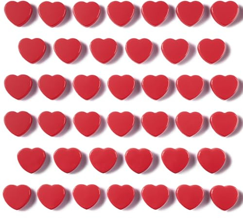 DUJEQM Fridge Magnets - 60 Pcs Strong Magnet, Red Heart Small Magnets for Whiteboard Crafts, Notice Board, Kitchen & Office - Decorative Mini Magnets Heavy Duty Magnet for Adults School Office Home