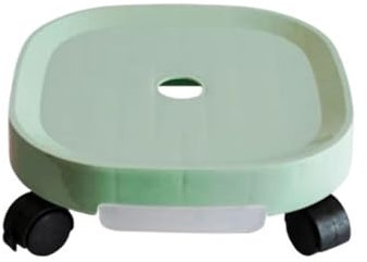 Pflanzenständer mit Rollen, runder Kunststoffwagen für den Innen- und Außenbereich, Garten, Wassersammelbox im Lieferumfang enthalten (Grün, 30 cm)