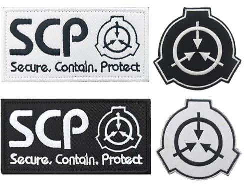 4 Stück SCP Foundation-Logo, lustig, taktisch, bestickt, mit Klettverschluss, für Jacke, Jeans, Tasche, Biker, Armband, Weste, Hut, Rucksack, Uniformen, Kleidung