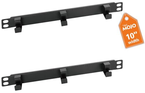 Tecmojo 0.5U Horizontal Cable Manager with 3 D-Rings, Metal Rackmount Cable Organizer for 10 Width Server Rack & Network Cabinet, Black (2 Pack)