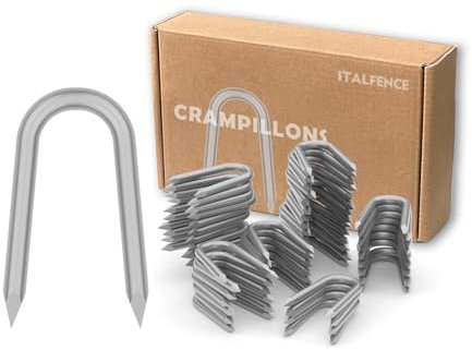 Italfence - Crampillons pour cloture en acier galvanisé Ø2,2 x 25 mm, clou en U [5 kg, ~3500 pièces]