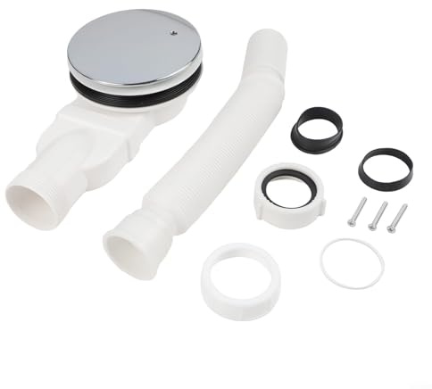 Feeshoppher White Slimline Shower Tray Waste Trap 90mm Diameter ABS Plastic Modern Bathroom Drain Accessory Fits Standard Round Hole and Cleaning for Home