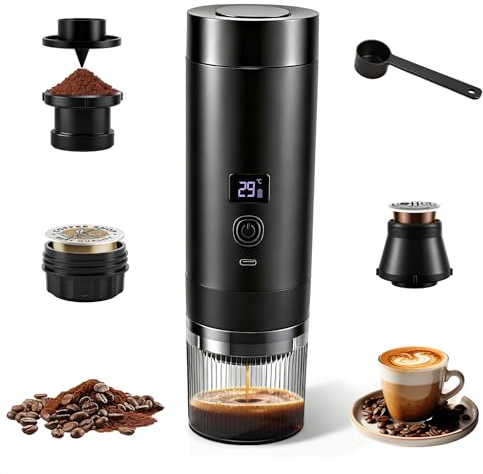 Tragbare Espressomaschine Klein, 20 Bar,3in-1 Mini Kaffeemaschine für Kapseln & Pulver,Akku 7800mAh USB-C,Mobile Kaffeemaschine Reisekaffeemaschine Camping Kaffeemaschine,Espressomaschine to Go