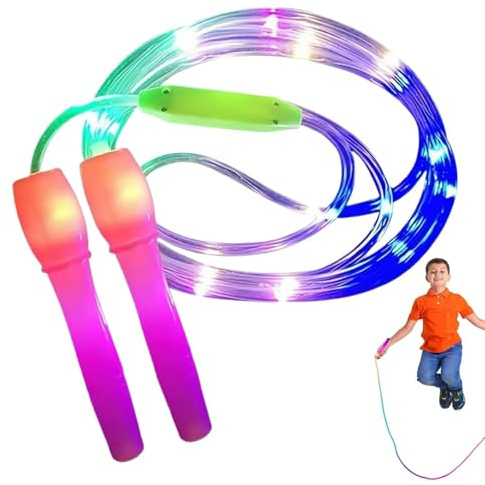 Light Up Jump Rope - 250cm LED Light Up Jump Rope With Non Slip Handles. Adjustable Glowing SkippingRope, Jumping Exercise Equipment For Party Supplies Outdoor Indoor Home Gym
