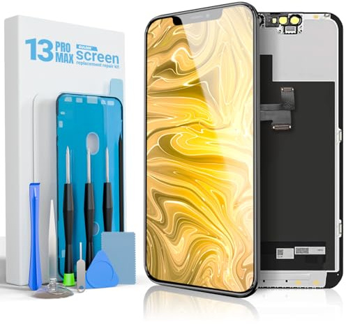 Display für iPhone 13 Pro Max 6,7 FHD LCD Ersatzbildschirm Touch Digitizer | COF, Full HD, präzise Touch-Reaktion, hohe Helligkeit, Face ID, inkl. Reparaturset, Schutzglas und Klebestreifen