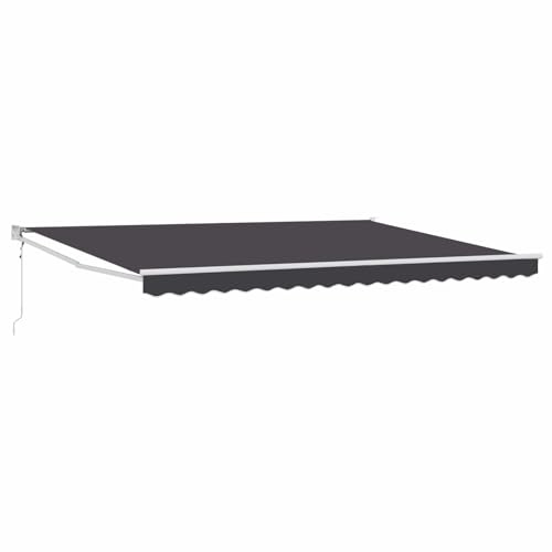 HETFTJN Tenda da sole elettrica estensibile antracite, 4 x 2 m, tenda motorizzata per esterni, con manovella, robusta tenda da sole con braccio articolato in alluminio e acciaio, per terrazza, balcone