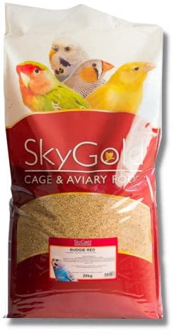 SkyGold Budgie Red 20kg - Seed Mix for Budgies, Balanced & Healthy Cage & Aviary Bird Food with Red & White Millet