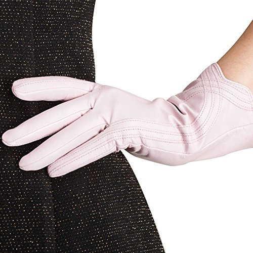 Nappaglo Damen Lederhandschuhe Winter Touchscreen Lammfell Elegant Echtleder Warm Handschuhe Outdoor, Non-Touchscreen, Rosa, M (Umfang der Handfläche:19.0-20.3cm)