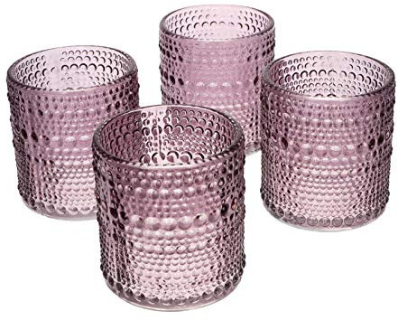 NoNa ORIS violett lila - 4er Set Teelichtglas - Teelichtgläser Kerzenglas Kerzengläser Windlicht Vintage orientalisch