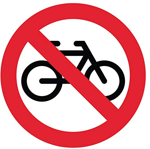 Adesivo vietato alla bicicletta, diametro 8 x 8 cm.