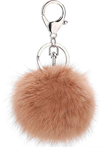 YiyiLai Porte-clés Pompon Boule de Fourrure de Lapin Artificiel Pendantif Sac Voiture Déguisement Café