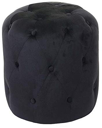 Mendler Hocker HWC-D22, Sitzhocker Ottomane, 42x39cm MVG-Zertifiziert - Samt schwarz