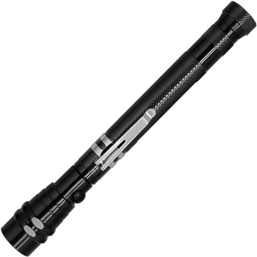 MODOAO Torcia portatile Torcia elettrica flessibile della testa con un magnete telescopico flessibile 3 LED lampada Pick Up Tool Lamp Light (nero)