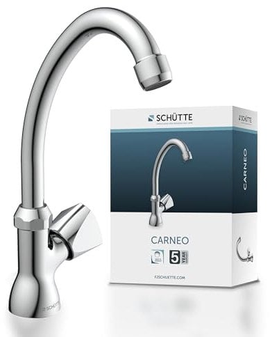 SCHÜTTE Kaltwasserhahn CARNEO, Armatur, Wasserhahn Bad nur für Kaltwasser, Standventil zum Schwenken, 37970, Chrom