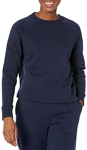 Amazon Essentials Women's 100% Cotton Crewneck Sweater (Available in Plus Size), Navy, L