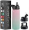 Triple Insulated Stainless Steel Water Bottle with Straw Lid - Flip Top Lid - Wide Mouth Cap (750 ML) Insulated Water Bottles, Keeps Hot and Cold - Great for Hiking & Biking (Dreamy Pink-Green)