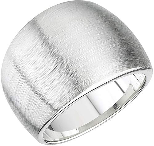 Vinani Damen-Designring, 925 Sterling Silber – abgerundeter, bauchiger, massiver Ring mit matter Oberfläche, handgefertigter zeitloser Schmuck für Frauen, elegantes und vielseitiges Accessoire