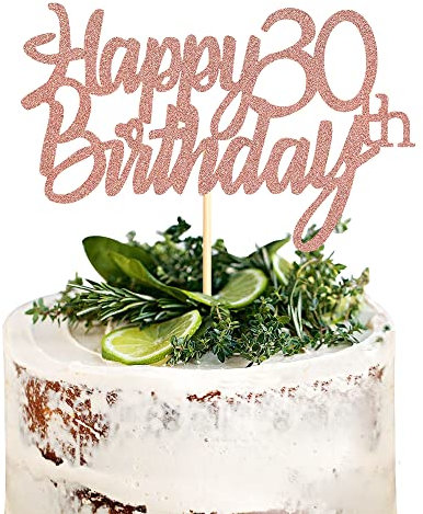 Sumerk Rose Gold Glitter Happy 30th Birthday Cake Topper 30th Cake Topper for Birthday Anniversary Party Decorations - Pack of 1