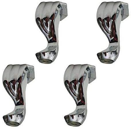 I Want Fabric 5.5 Queen Anne Chrome Shell Metal Replacement Legs 4Pcs Furniture Pre Drilled For Sofa Couch Chair Ottoman Cabinet