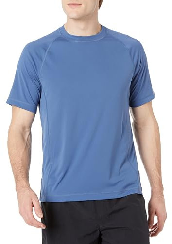 Amazon Essentials Men's Slim-Fit Short-Sleeve Quick-Dry UPF 50 Swim Tee, Blue, L