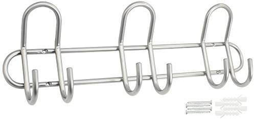 com-four® Wandgarderobe - Garderobenleiste mit 6 Haken - Doppel-Wandhaken aus massivem Metall für Flur, Eingang, Wohnbereich - 40 x 14 x 8 cm (01 Stück - Wandgarderobe)
