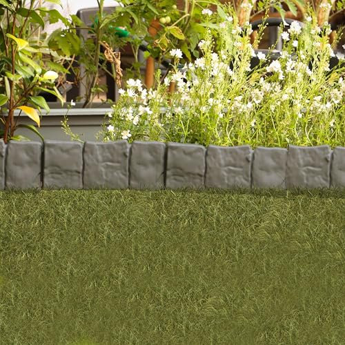 DIVCHI Lot de 10 bordures de pelouse en plastique effet pierre grise 5 m