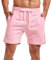 Amy Coulee Short de survêtement pour homme 14 cm avec cordon de serrage en coton décontracté avec poches, rose, L