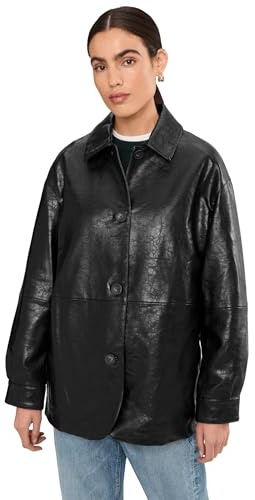 Levi's Women's Relaxed Fit Faux Leather Blazer, Black, XX-Large