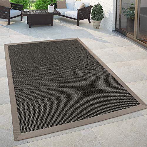 Paco Home In- & Outdoor Teppich Balkon Terrasse Küchenteppich Gartenteppich Modern, Grösse:120x170 cm, Farbe:Anthrazit 2
