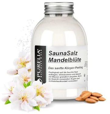PURELIA Sauna Salz Mandelblüte 650g Peelingsalz Sauna Salz Peeling Körperpeeling