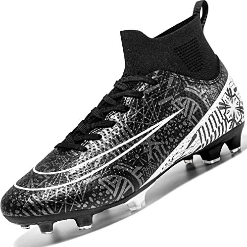 Donbest Fußballschuhe Herren Kunstrasen Fussballschuhe Kinder Jungen Stollen Spikes Cleats Outdoor Sport Football Schuhe Professionelle Trainingsschuhe Fg Ag,Black EU34