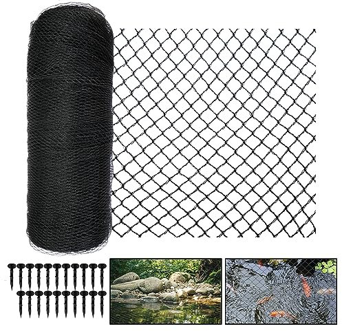 Meanchen Teichnetz, 6 x 6 m, Teichnetz für Blätter, Teichabdeckungsnetz schützt Koi-Fische vor Vögeln, Katzen und Raubtieren, Schwarz