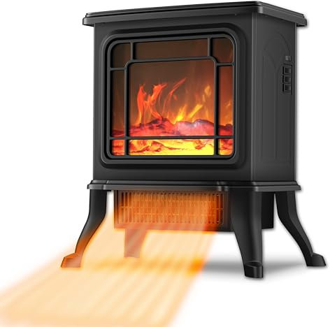 DONYER POWER 23 Elektroherd tragbare Heizung, 1800W, LED einstellbare Flammenintensität, Schwarz, Raumheizung, Raumheizgerät