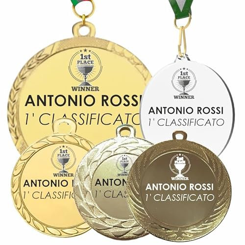 GFD MEDAGLIE Personalizzabili con Testo E Foto - Disponibili in Diverse QUANTITA' - Materiale PLEXIGLASS O Metallo - Crea LA Tua MEDAGLIA (Metallo, 60 mm)