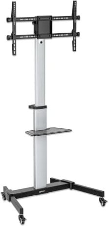Manhattan 462327 Supporto TV a parete 2,18 m [86] Nero, Argento (TV/MONITOR TROLLEY STAND- - 37-86IN VESA TO 600X400MM 50KG)