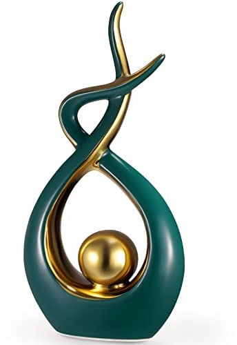 Misvayli Ceramic Modern Abstract Art Statue Decor, Modern Sculpture Ornaments For Living Room, Table Centrepieces For Dining Room Home Decor Accessories(Green)