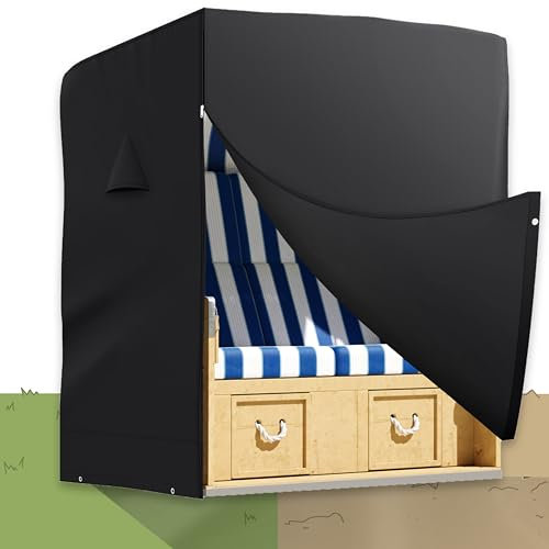 riijk Housse de protection pour fauteuil-cabine de plage en tissu Oxford 600D solide - Housse de protection pour meubles de jardin - Housse de chaise de plage imperméable et résistante aux UV -